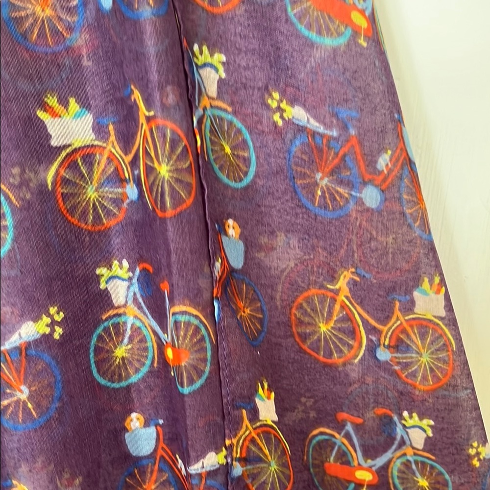 Chic Printed Village Purple and Red Bicycle Print Wrap Scarf